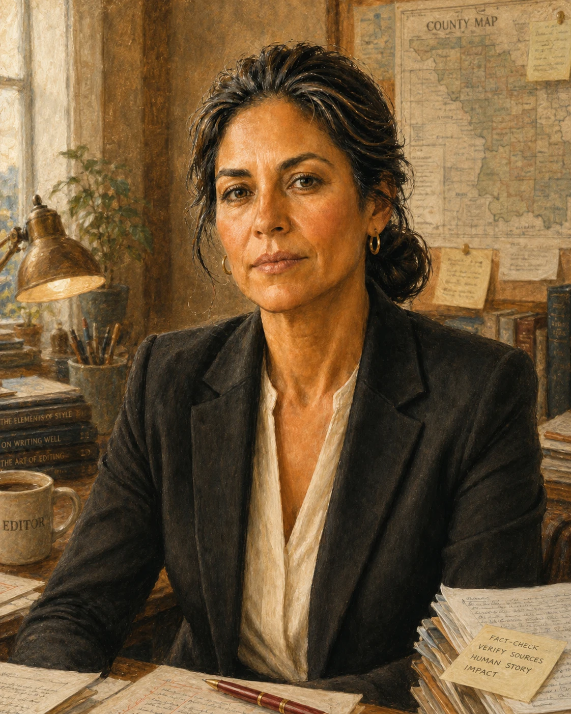 Isabella, editor of Origen Capital — painted portrait